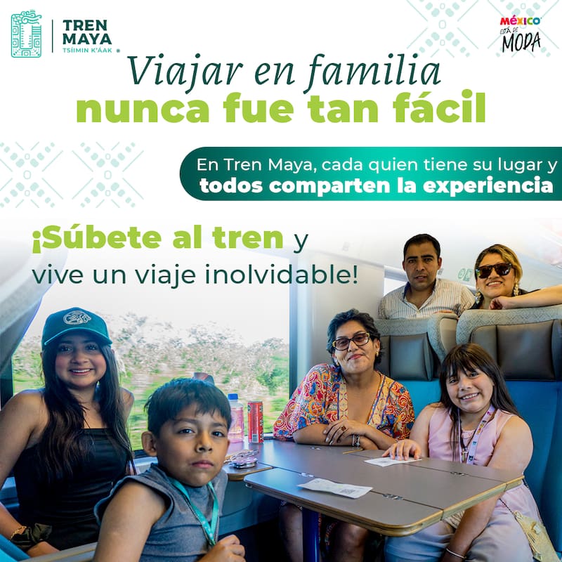 Boletos para trayectos en el Tren Maya en familia.