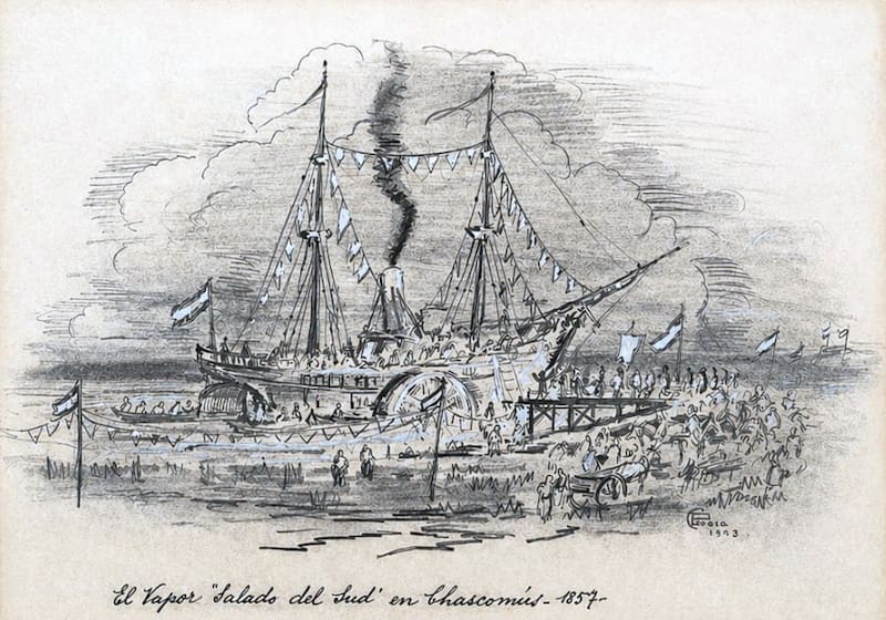 El Vapor del Río Salado del Sud en Chascomús (Gentileza del Museo Pampeano)