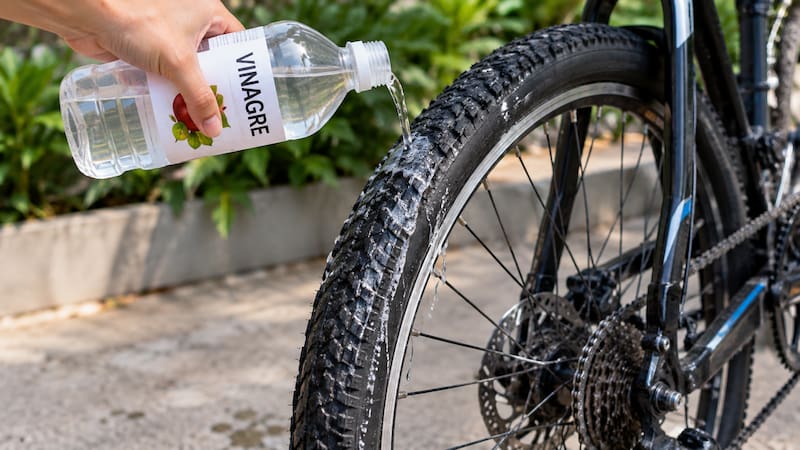 Esparcir vinagre en las ruedas de las bicicletas: para qué sirve y por qué lo recomiendan. (Representación creada con IA)