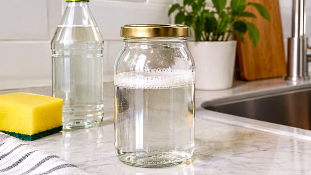 Por qué dicen que hay que colocar un frasco de vidrio con vinagre y detergente en la cocina y cómo usar el truco para que funcione