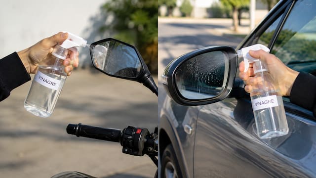 Rociar vinagre sobre los espejos de autos y motos: por qué lo recomiendan y para qué sirve
