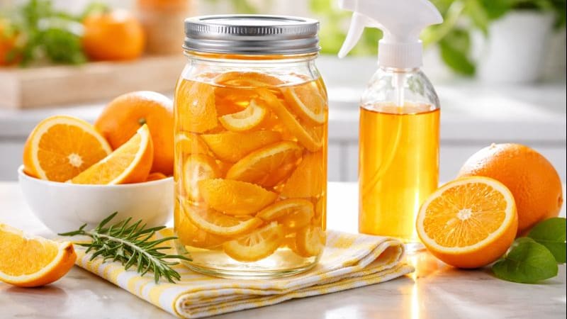 Cáscara de naranja y vinagre