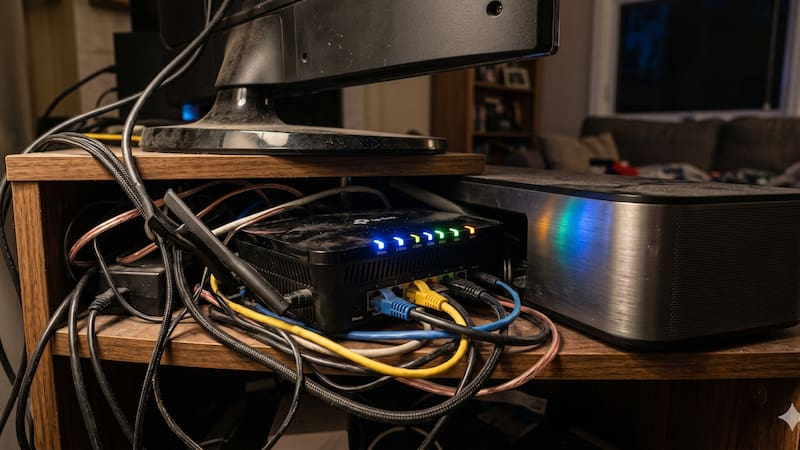 Una mala ubicación del router puede bloquear la señal y provocar cortes de internet en toda la vivienda. (Imagen generada por Inteligencia Artificial).