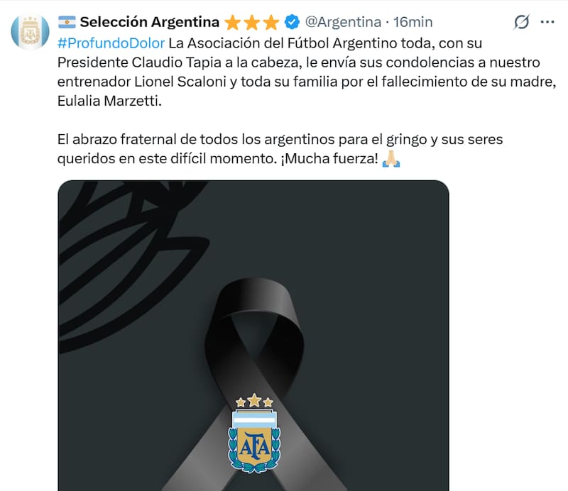 El apoyo de la cuenta de AFA a Scaloni
