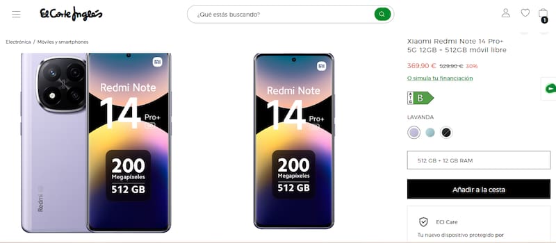 El Corte Inglés ofrece un Xiaomi de alta gama por menos de 400 euros.