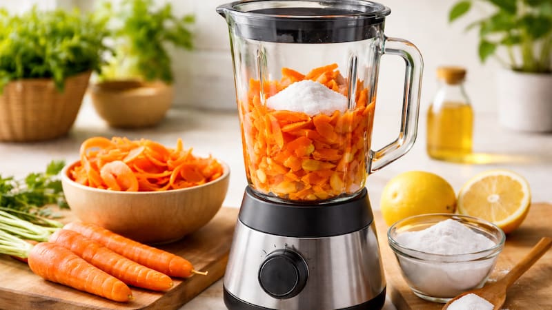 Licuar cáscara de zanahoria y bicarbonato: para qué sirve y por qué recomiendan hacerlo (Fuente: imagen generada con Chat GPT)