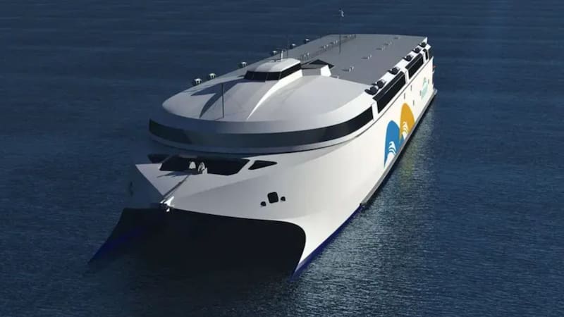 Zarpa el primer buque eléctrico más grande del mundo y es un orgullo argentino. Foto: Buquebus